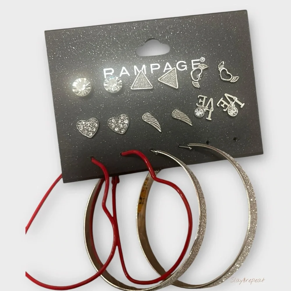 ✨ Rose Gold Sparkly Jewelry Box with Earring Bundle – Hoops, Studs & Dangles ✨ - Picture 10 of 14